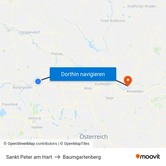 Sankt Peter am Hart to Baumgartenberg map