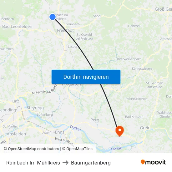 Rainbach Im Mühlkreis to Baumgartenberg map