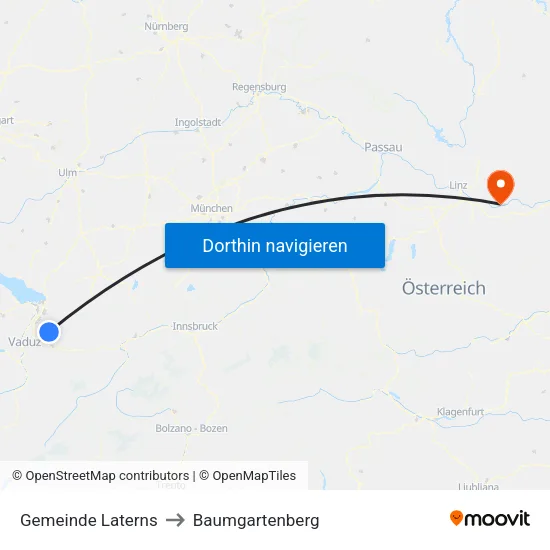 Gemeinde Laterns to Baumgartenberg map