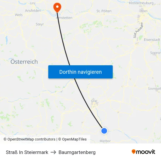 Straß In Steiermark to Baumgartenberg map
