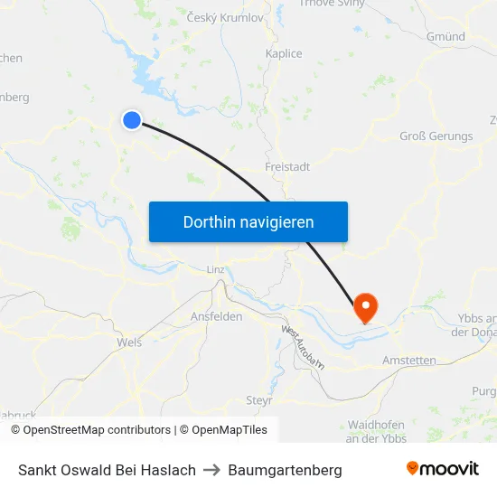 Sankt Oswald Bei Haslach to Baumgartenberg map
