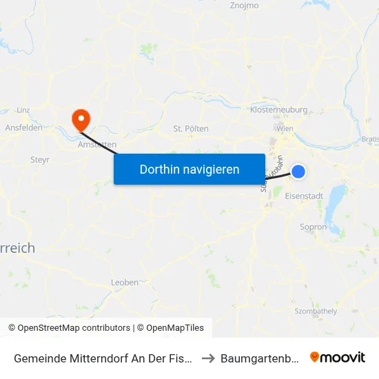 Gemeinde Mitterndorf An Der Fischa to Baumgartenberg map