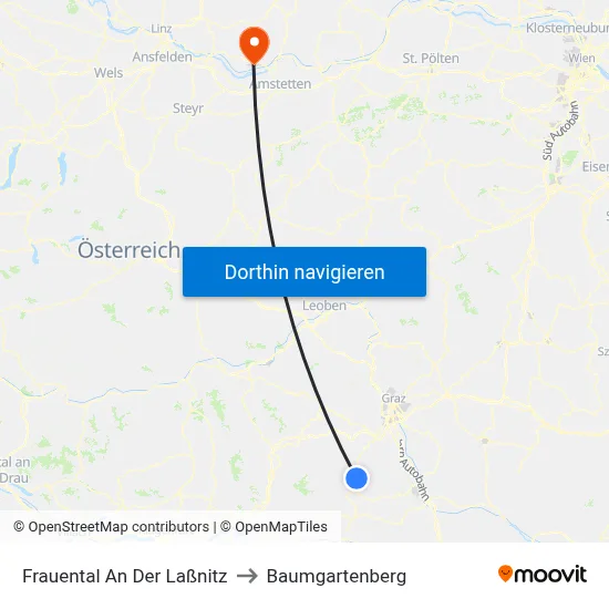 Frauental An Der Laßnitz to Baumgartenberg map