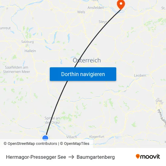 Hermagor-Pressegger See to Baumgartenberg map