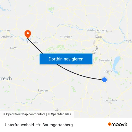 Unterfrauenhaid to Baumgartenberg map