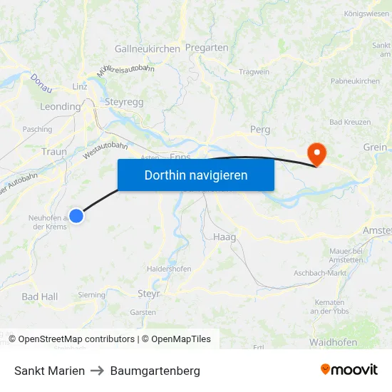 Sankt Marien to Baumgartenberg map