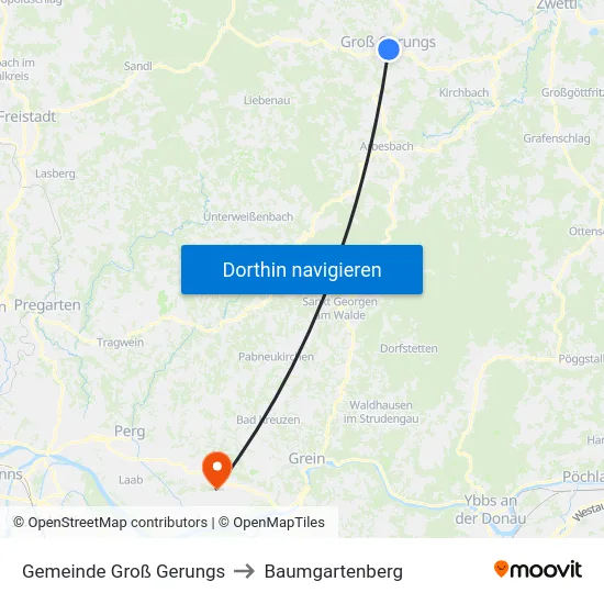 Gemeinde Groß Gerungs to Baumgartenberg map