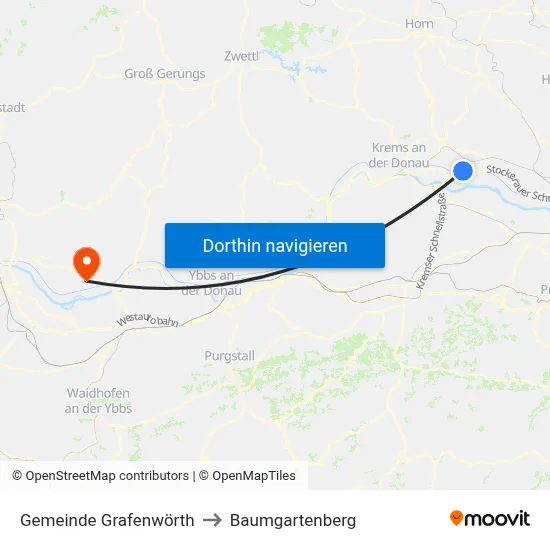 Gemeinde Grafenwörth to Baumgartenberg map