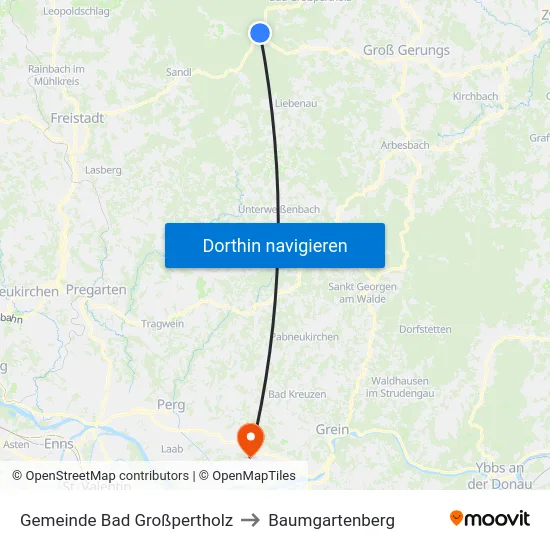 Gemeinde Bad Großpertholz to Baumgartenberg map