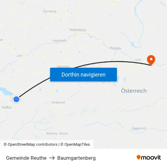 Gemeinde Reuthe to Baumgartenberg map