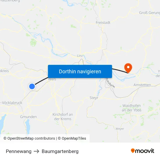 Pennewang to Baumgartenberg map
