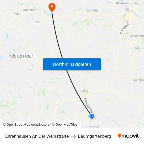 Ehrenhausen An Der Weinstraße to Baumgartenberg map
