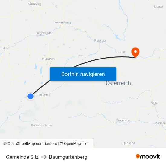 Gemeinde Silz to Baumgartenberg map