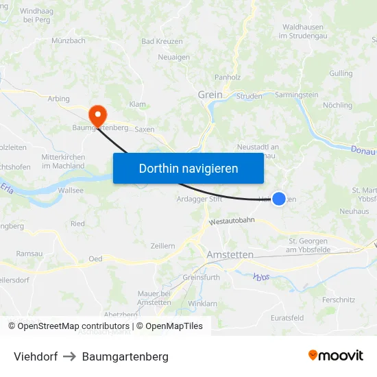 Viehdorf to Baumgartenberg map