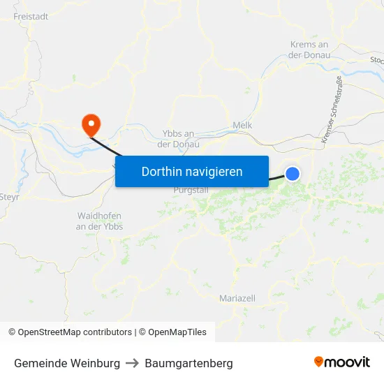 Gemeinde Weinburg to Baumgartenberg map