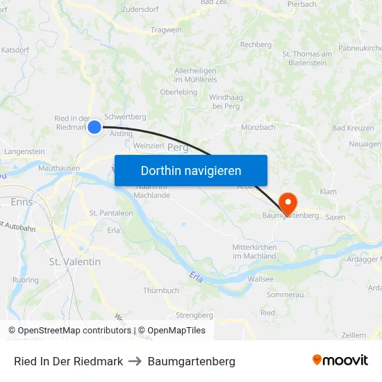 Ried In Der Riedmark to Baumgartenberg map