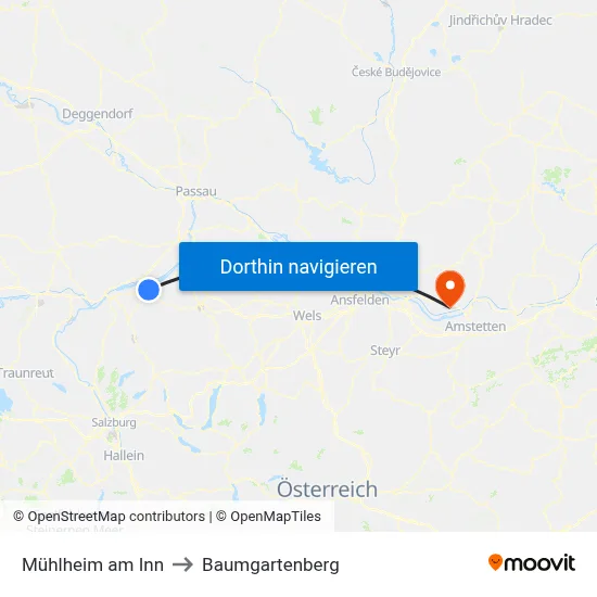 Mühlheim am Inn to Baumgartenberg map