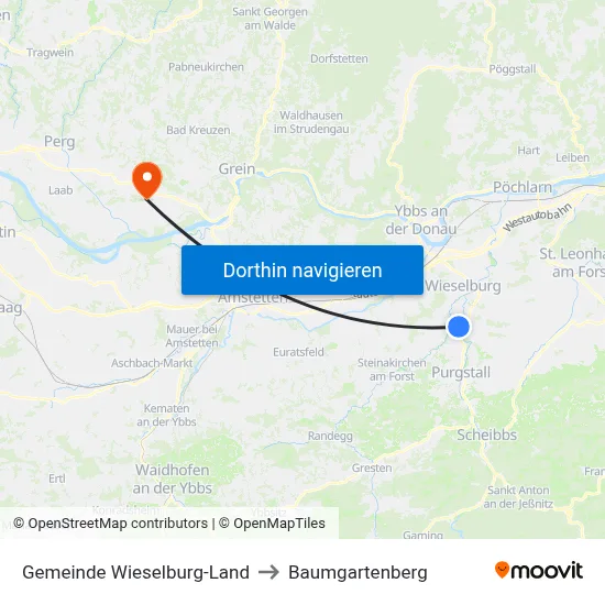 Gemeinde Wieselburg-Land to Baumgartenberg map