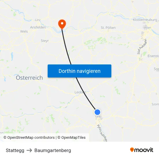 Stattegg to Baumgartenberg map