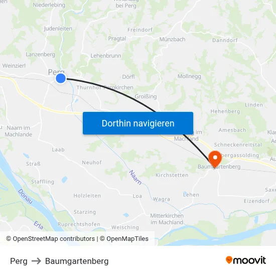 Perg to Baumgartenberg map