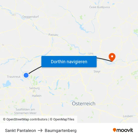 Sankt Pantaleon to Baumgartenberg map