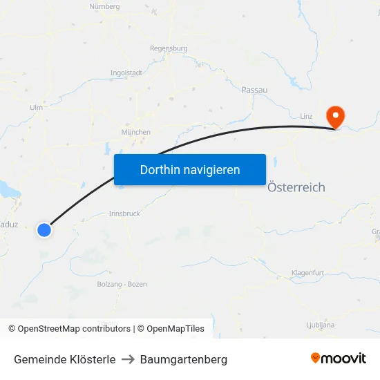 Gemeinde Klösterle to Baumgartenberg map