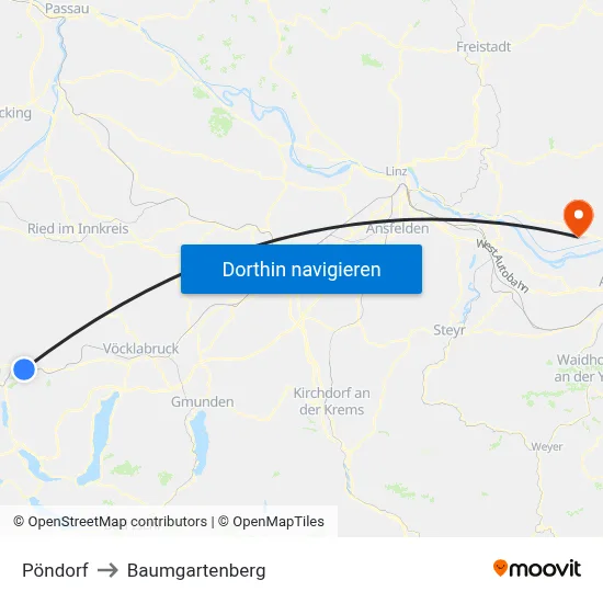 Pöndorf to Baumgartenberg map