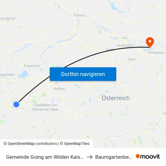 Gemeinde Going am Wilden Kaiser to Baumgartenberg map