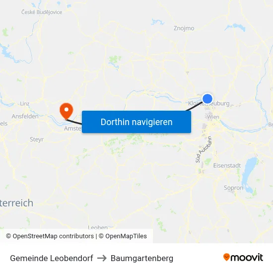 Gemeinde Leobendorf to Baumgartenberg map