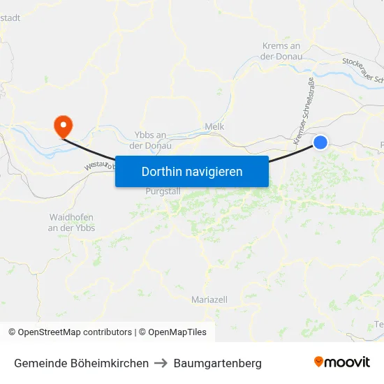 Gemeinde Böheimkirchen to Baumgartenberg map