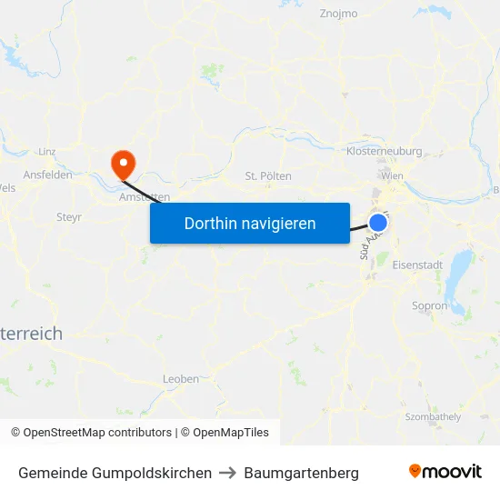 Gemeinde Gumpoldskirchen to Baumgartenberg map