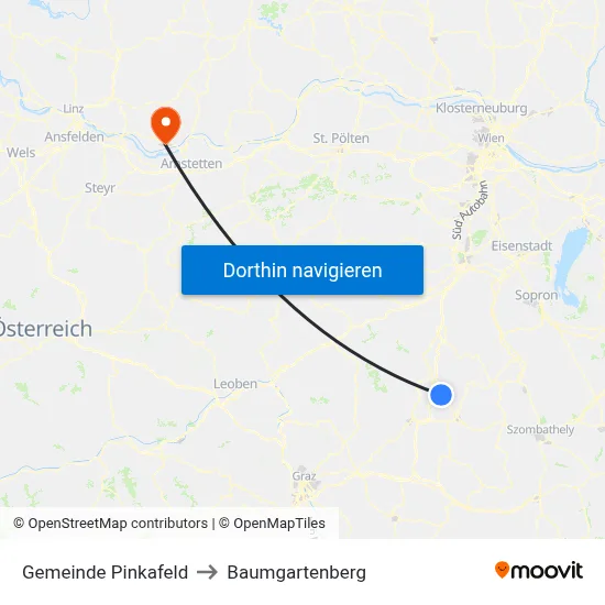 Gemeinde Pinkafeld to Baumgartenberg map