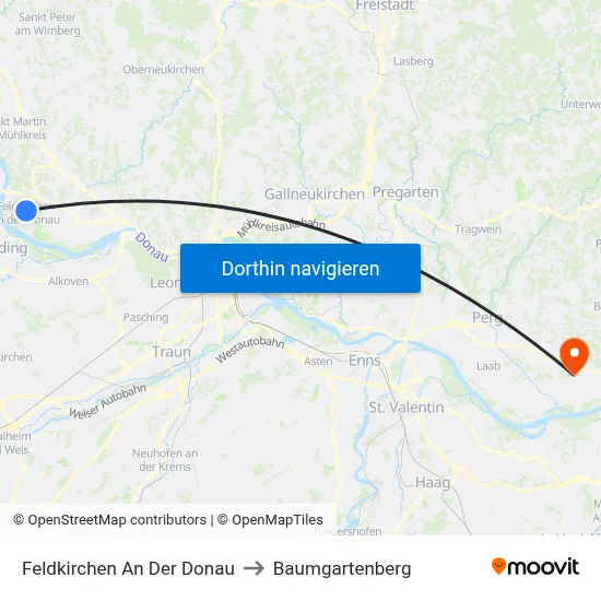 Feldkirchen An Der Donau to Baumgartenberg map