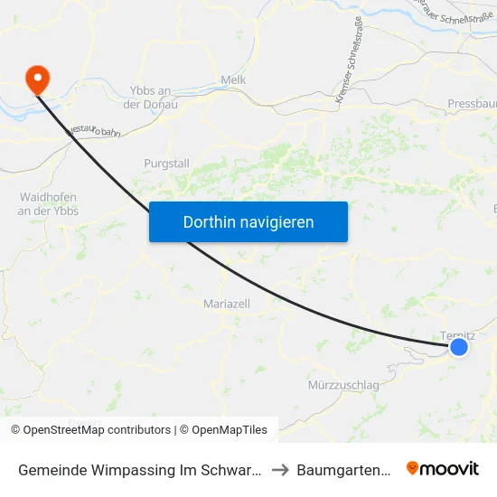 Gemeinde Wimpassing Im Schwarzatale to Baumgartenberg map
