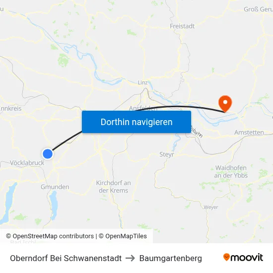 Oberndorf Bei Schwanenstadt to Baumgartenberg map
