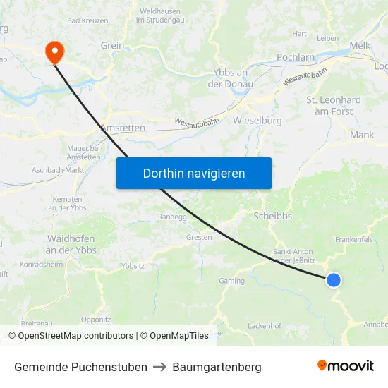 Gemeinde Puchenstuben to Baumgartenberg map