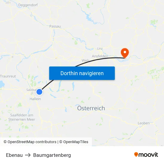 Ebenau to Baumgartenberg map