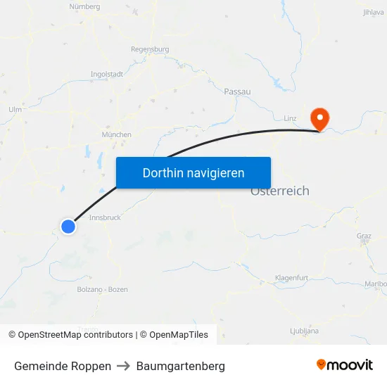Gemeinde Roppen to Baumgartenberg map