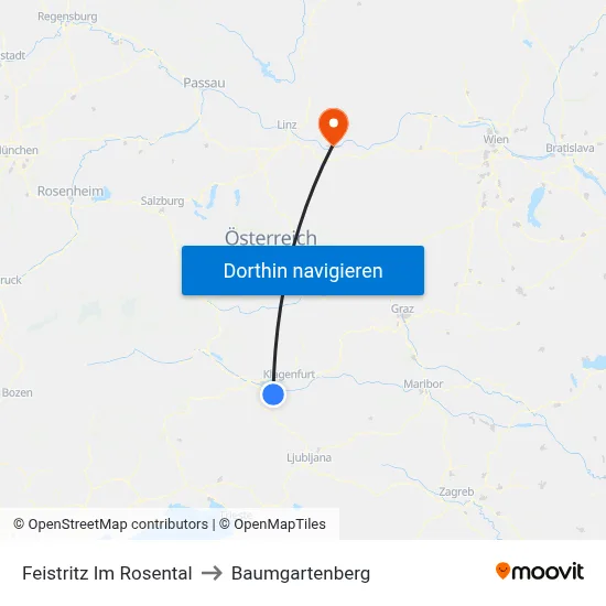 Feistritz Im Rosental to Baumgartenberg map