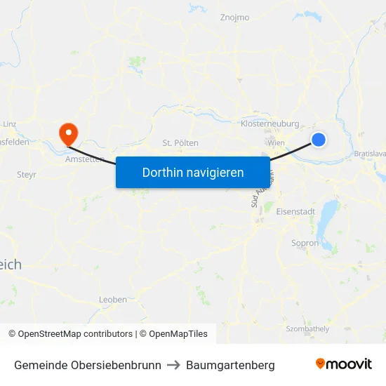Gemeinde Obersiebenbrunn to Baumgartenberg map