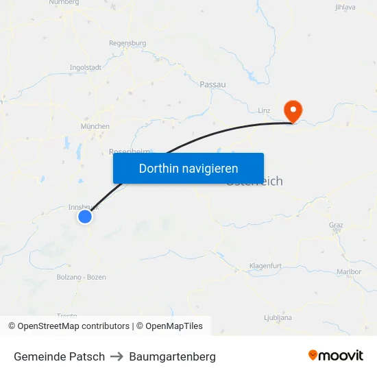 Gemeinde Patsch to Baumgartenberg map