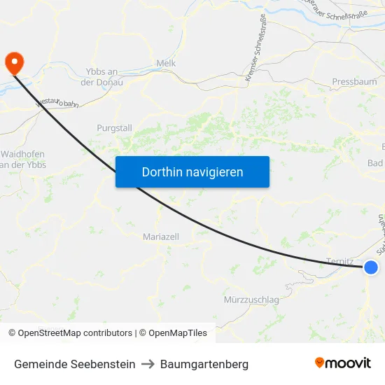Gemeinde Seebenstein to Baumgartenberg map