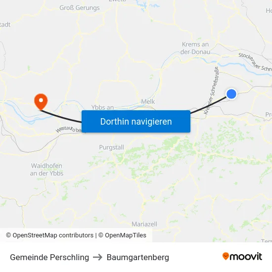 Gemeinde Perschling to Baumgartenberg map
