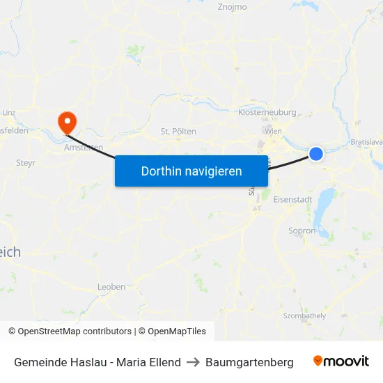 Gemeinde Haslau - Maria Ellend to Baumgartenberg map
