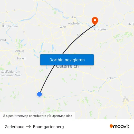 Zederhaus to Baumgartenberg map