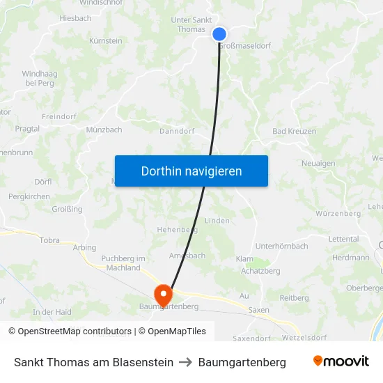 Sankt Thomas am Blasenstein to Baumgartenberg map