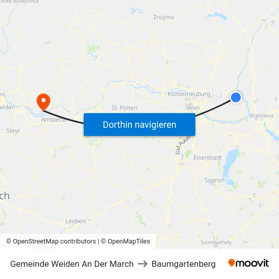 Gemeinde Weiden An Der March to Baumgartenberg map