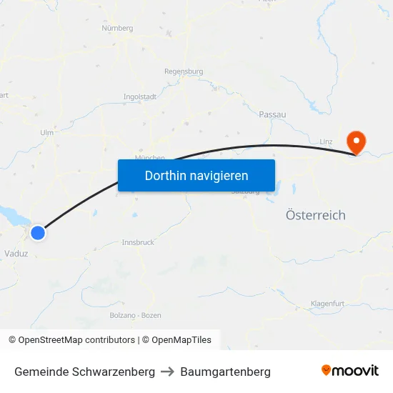 Gemeinde Schwarzenberg to Baumgartenberg map