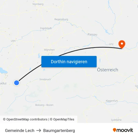 Gemeinde Lech to Baumgartenberg map