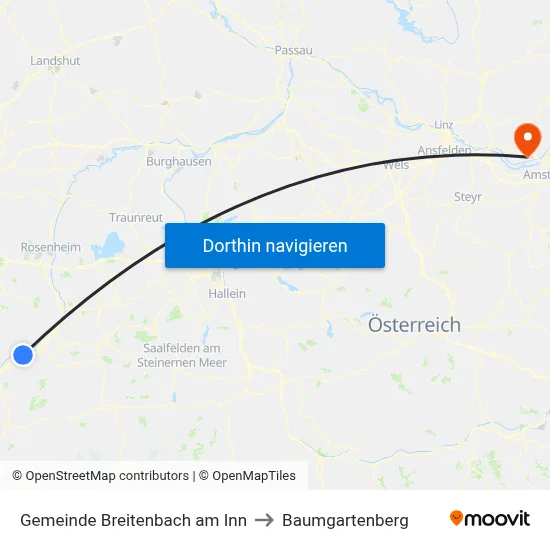 Gemeinde Breitenbach am Inn to Baumgartenberg map
